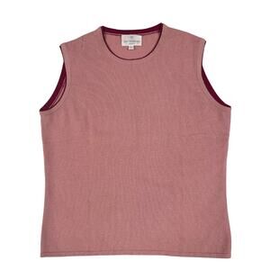 Vintage Eric Bompard Cashmere Silk Vest – Dusty Rose with Raspberry Trim